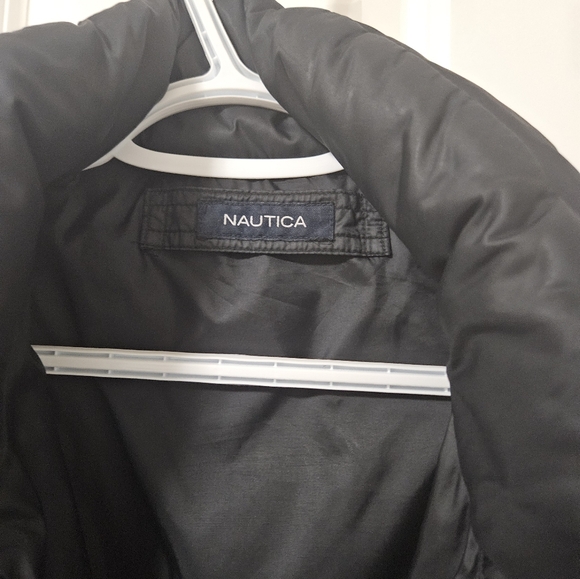 Vintage Nautica Mens Puffer Jacket Reversible Large Black and Red - Picture 3 of 9